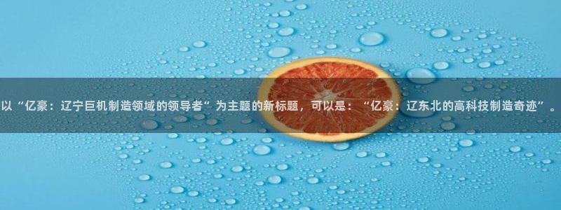 云顶国际老板是谁呀：以“亿豪：辽宁巨机制造领域的领导者”为主